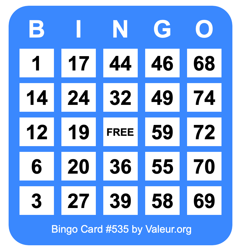 Bingo Card #535