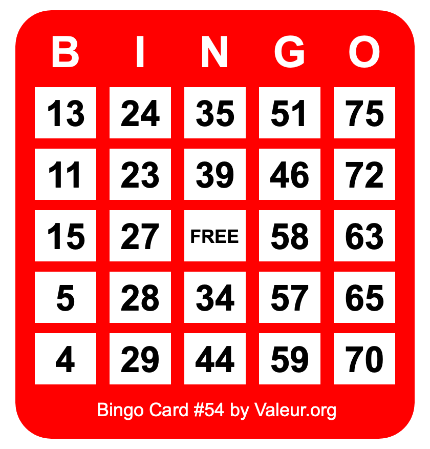 Bingo Card #54