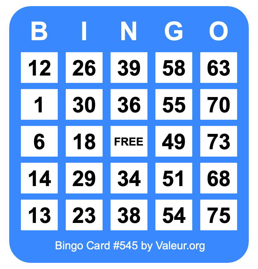 Bingo Card #545