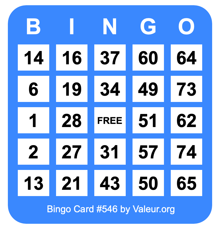 Bingo Card #546