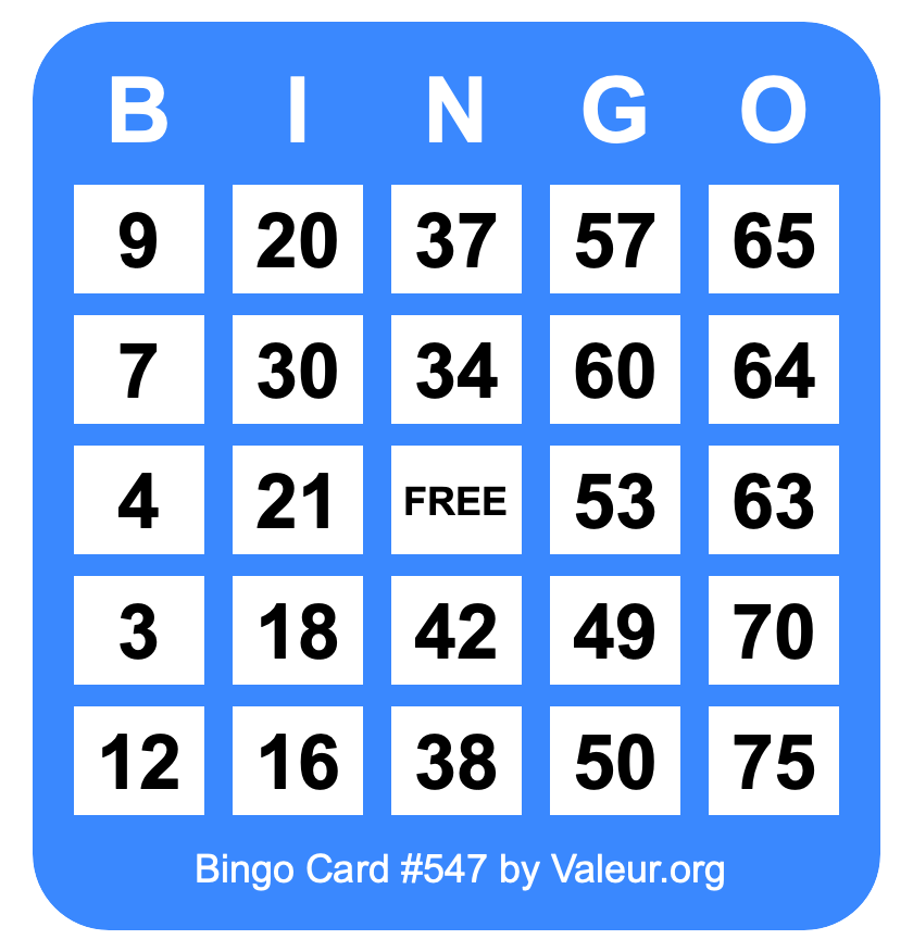 Bingo Card #547