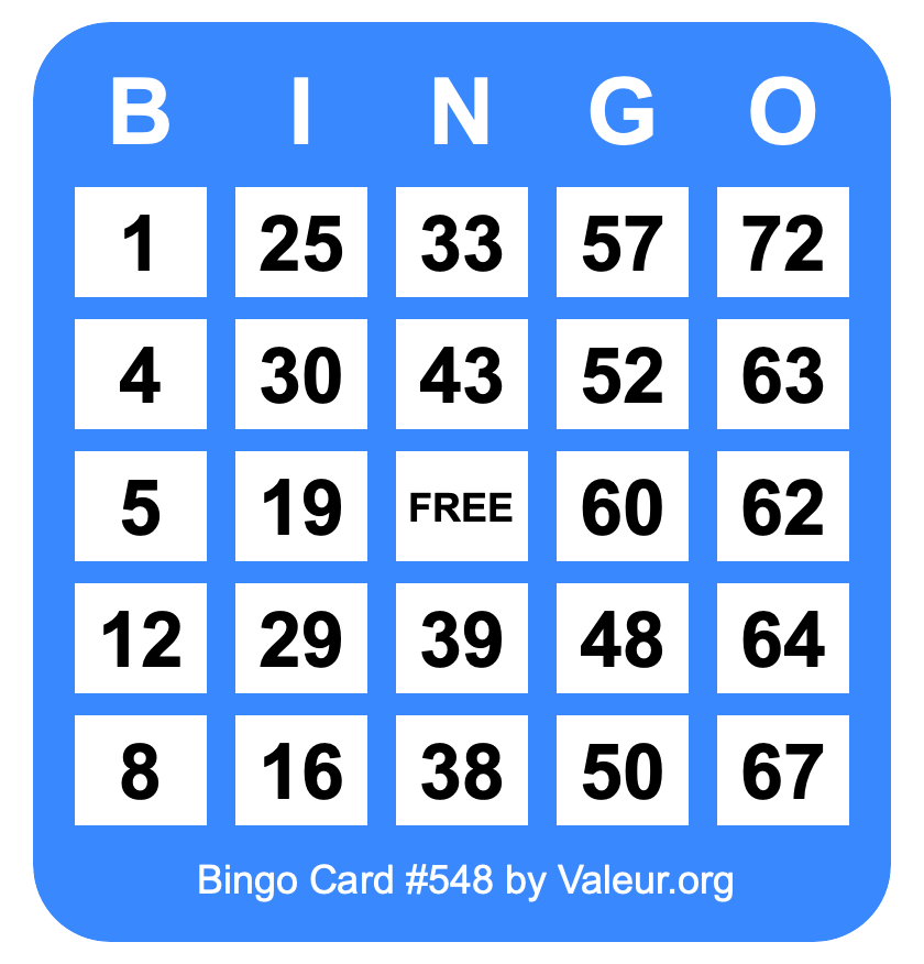 Bingo Card #548