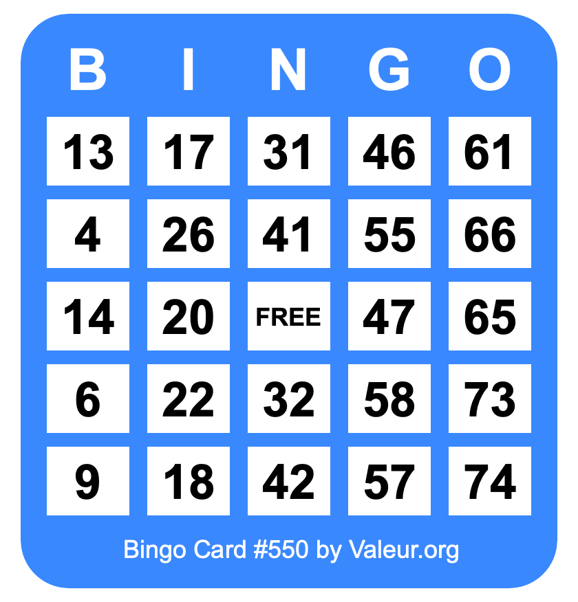 Bingo Card #550