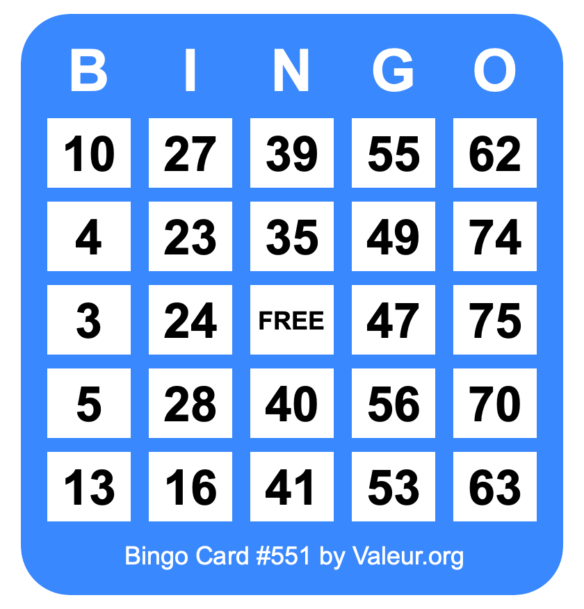Bingo Card #551