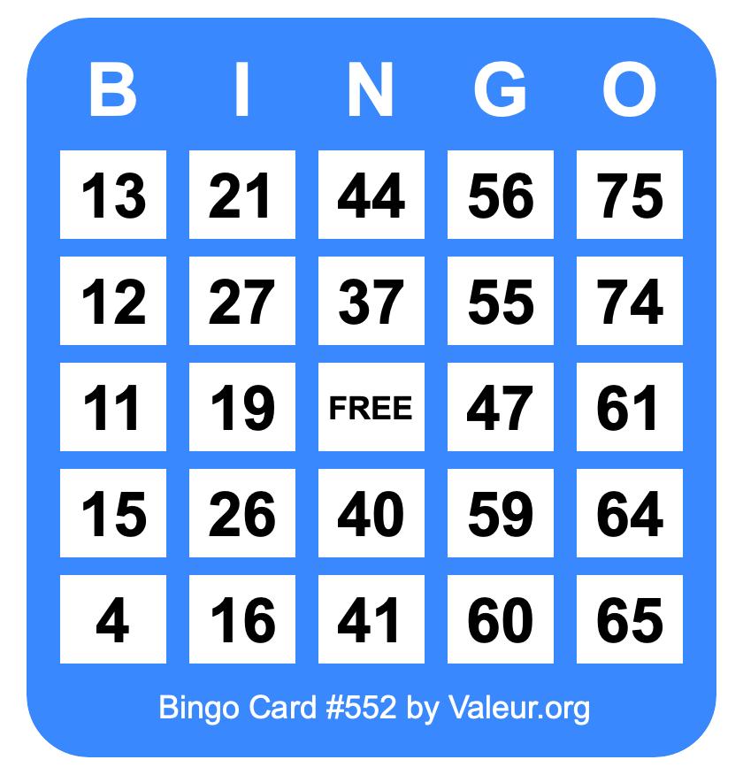 Bingo Card #552