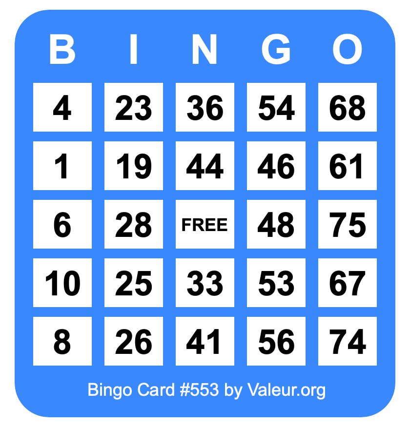 Bingo Card #553