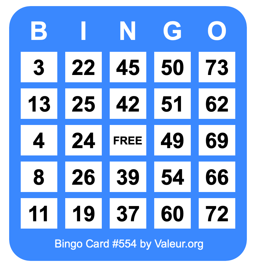 Bingo Card #554