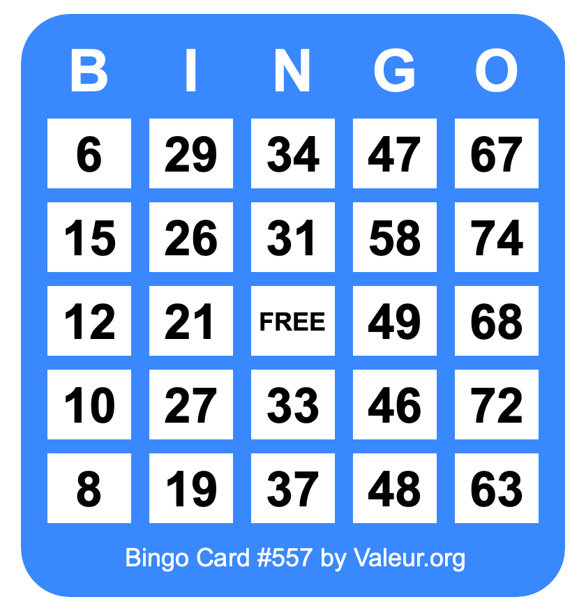 Bingo Card #557