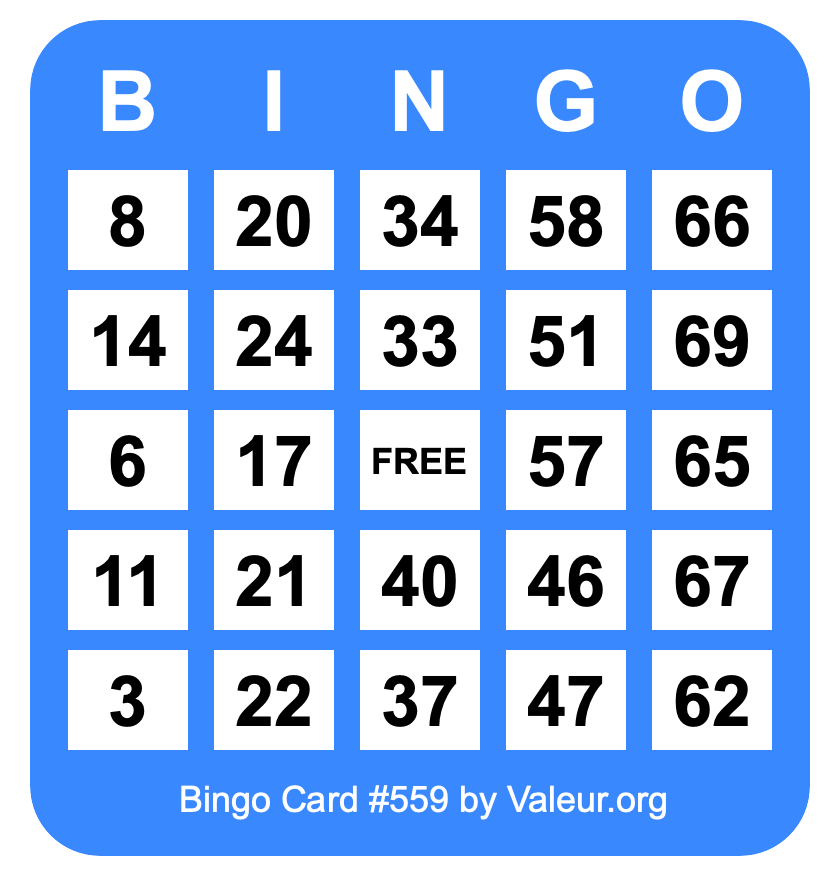 Bingo Card #559