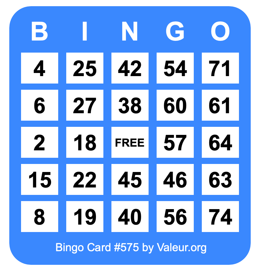 Bingo Card #575