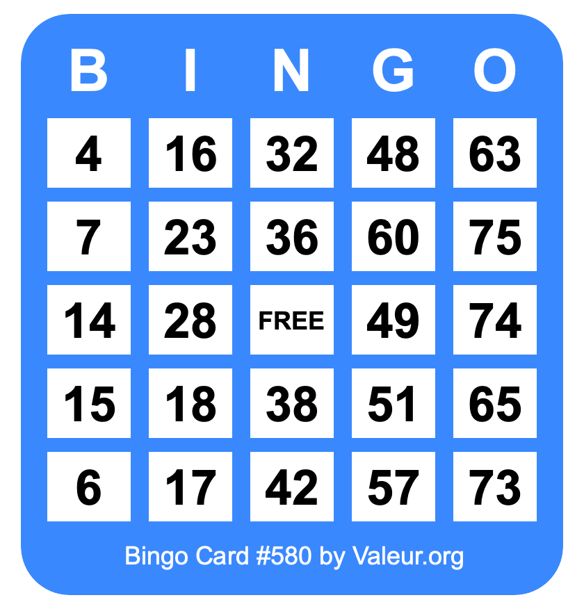 Bingo Card #580