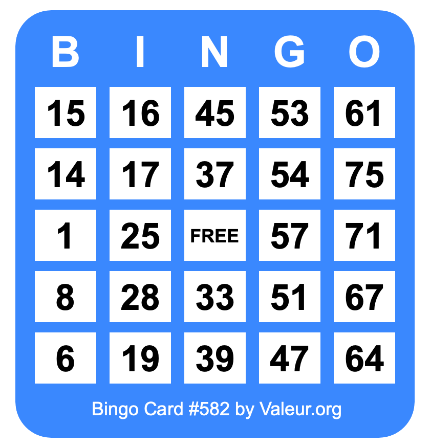 Bingo Card #582