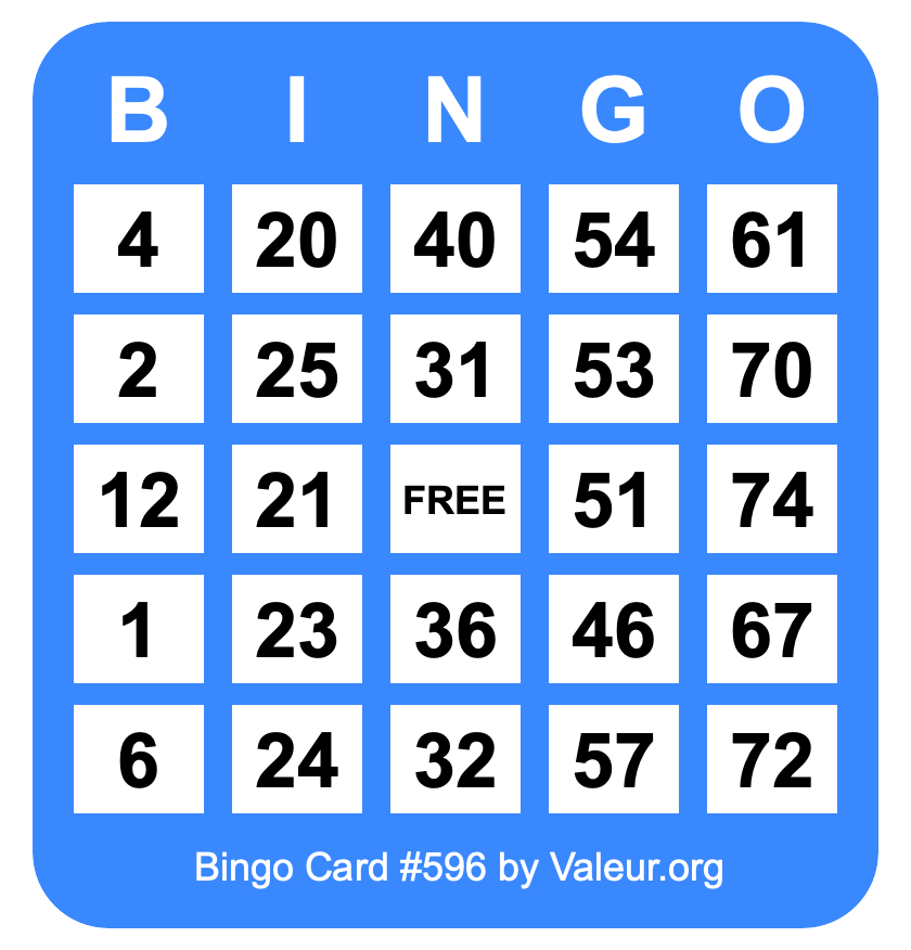 Bingo Card #596