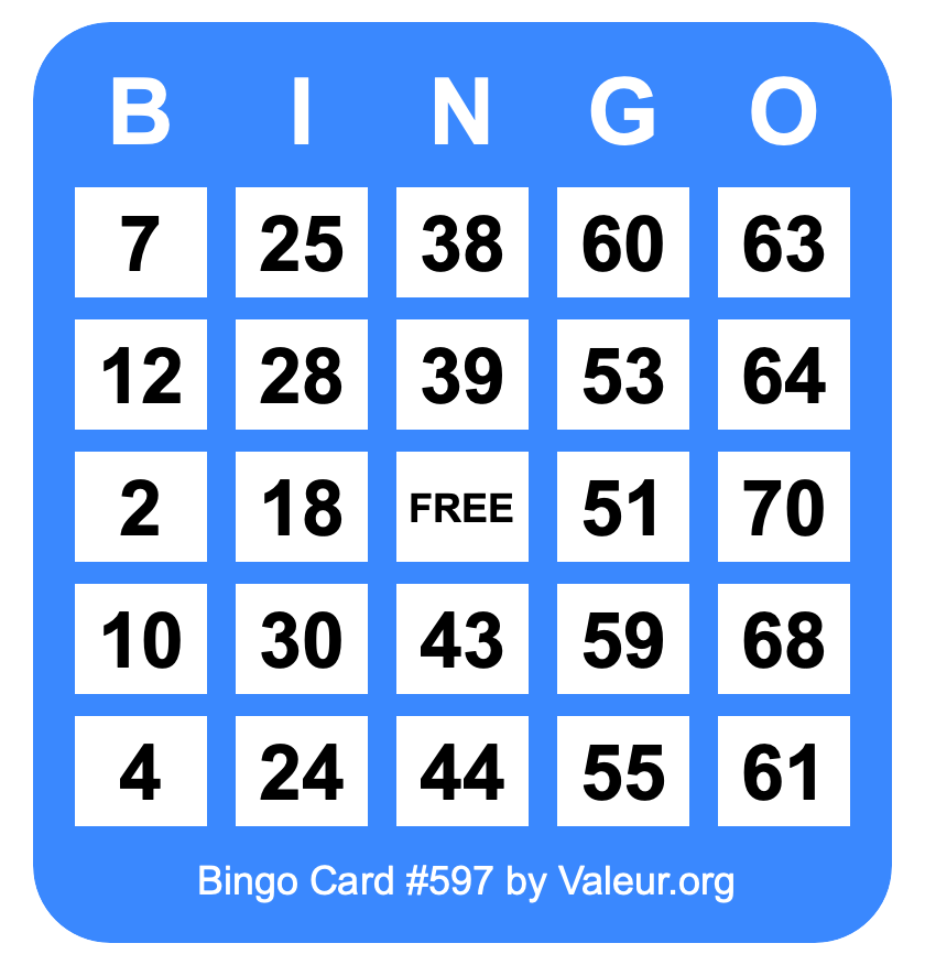 Bingo Card #597