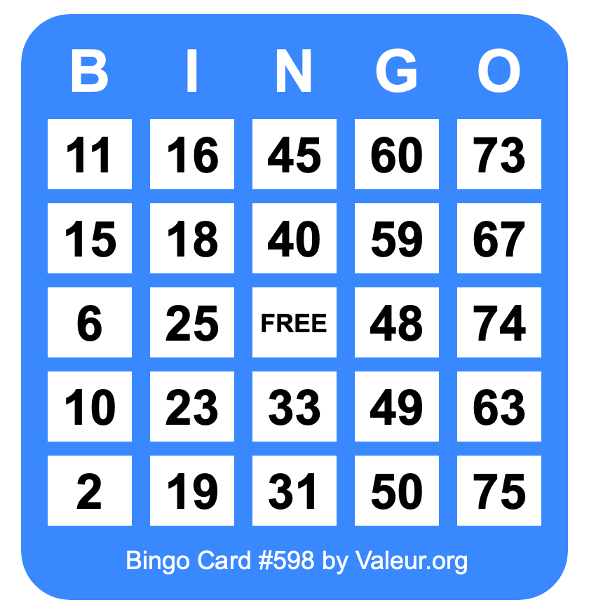 Bingo Card #598