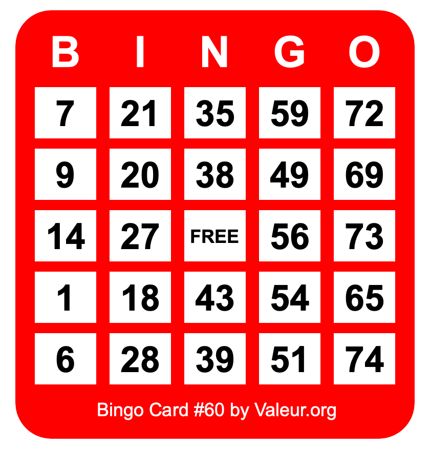 Bingo Card #60