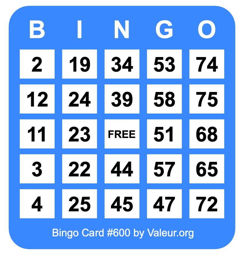 Bingo Card #600