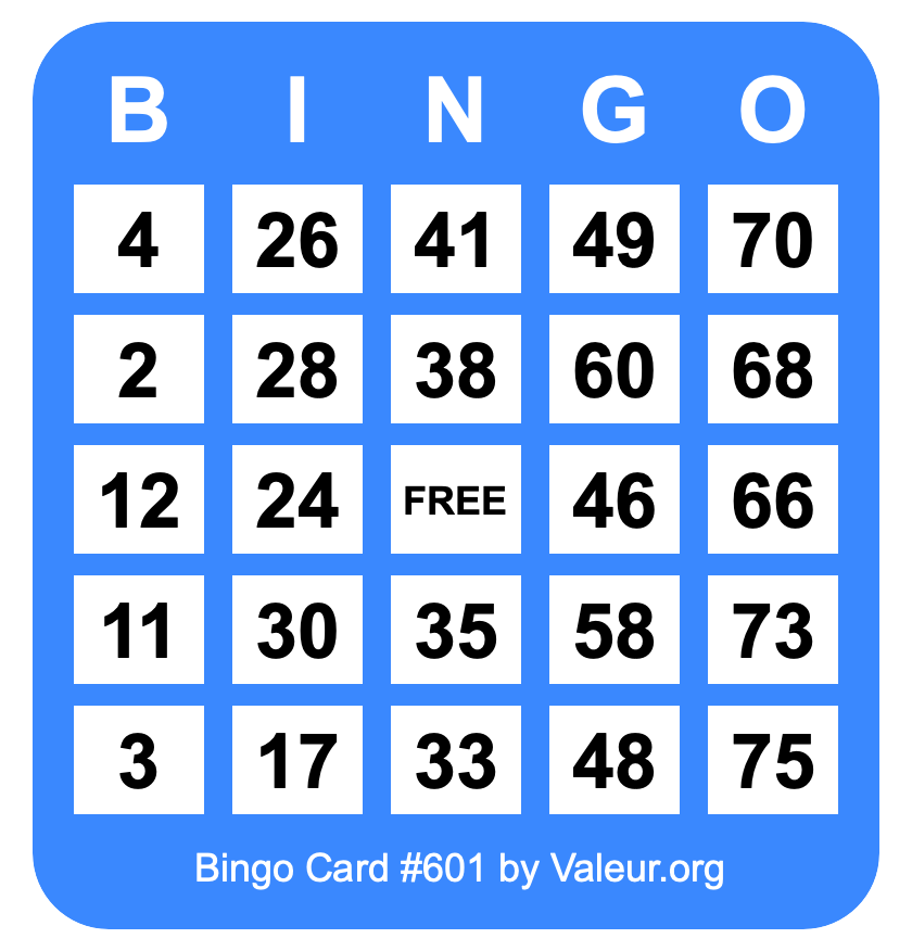 Bingo Card #601