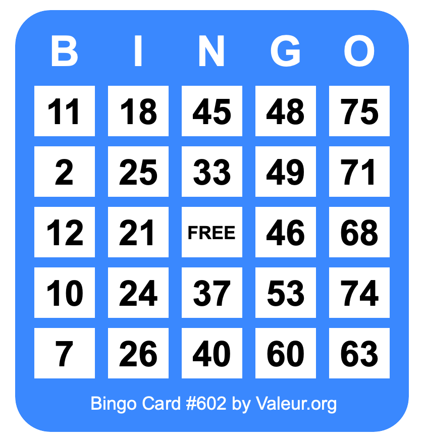 Bingo Card #602