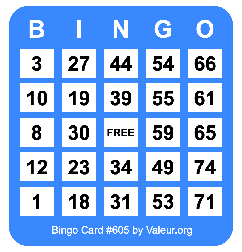 Bingo Card #605