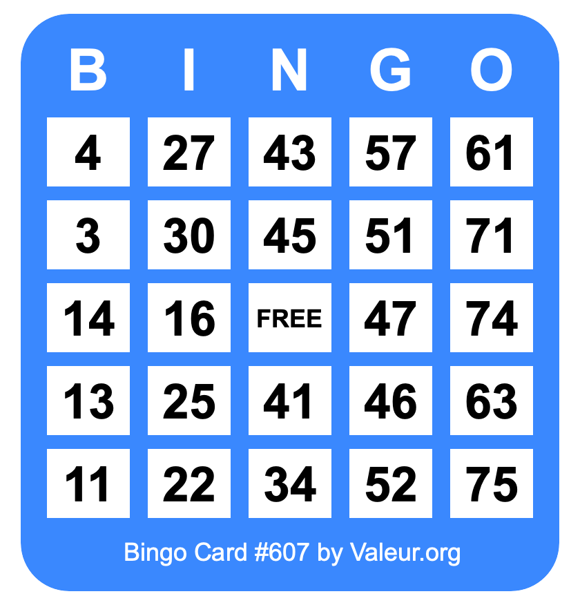 Bingo Card #607