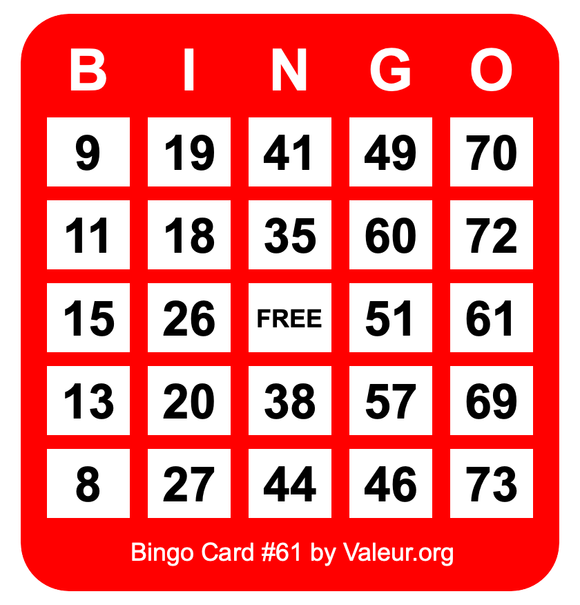 Bingo Card #61