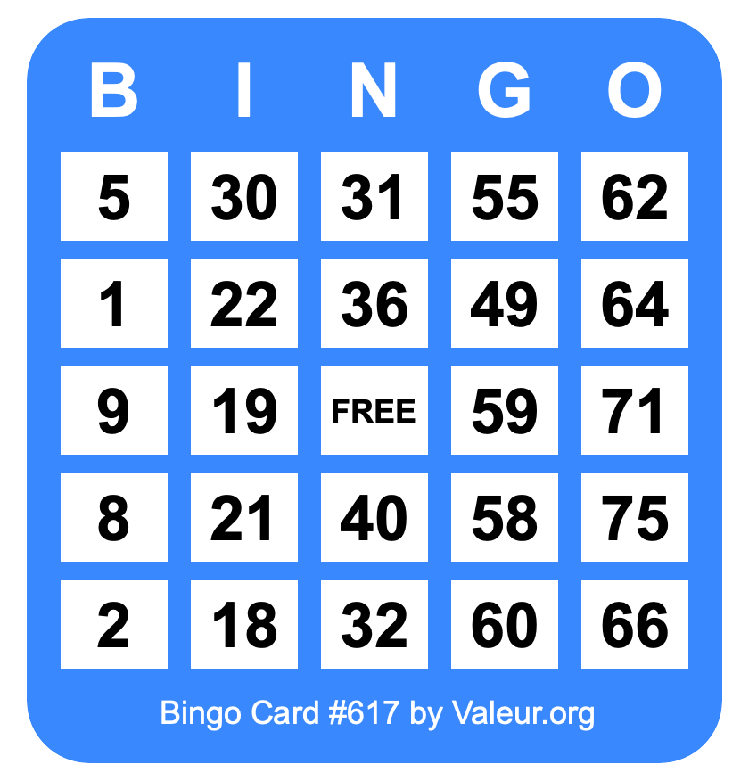 Bingo Card #617