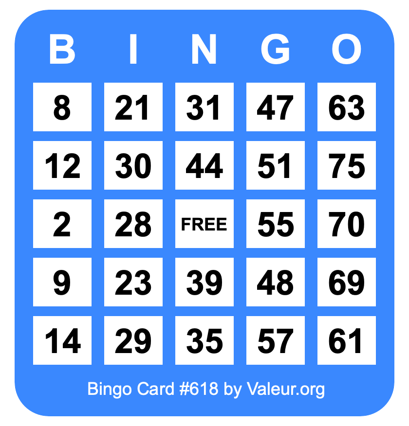 Bingo Card #618