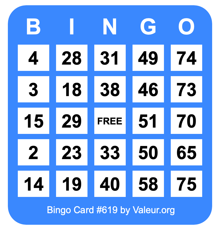 Bingo Card #619