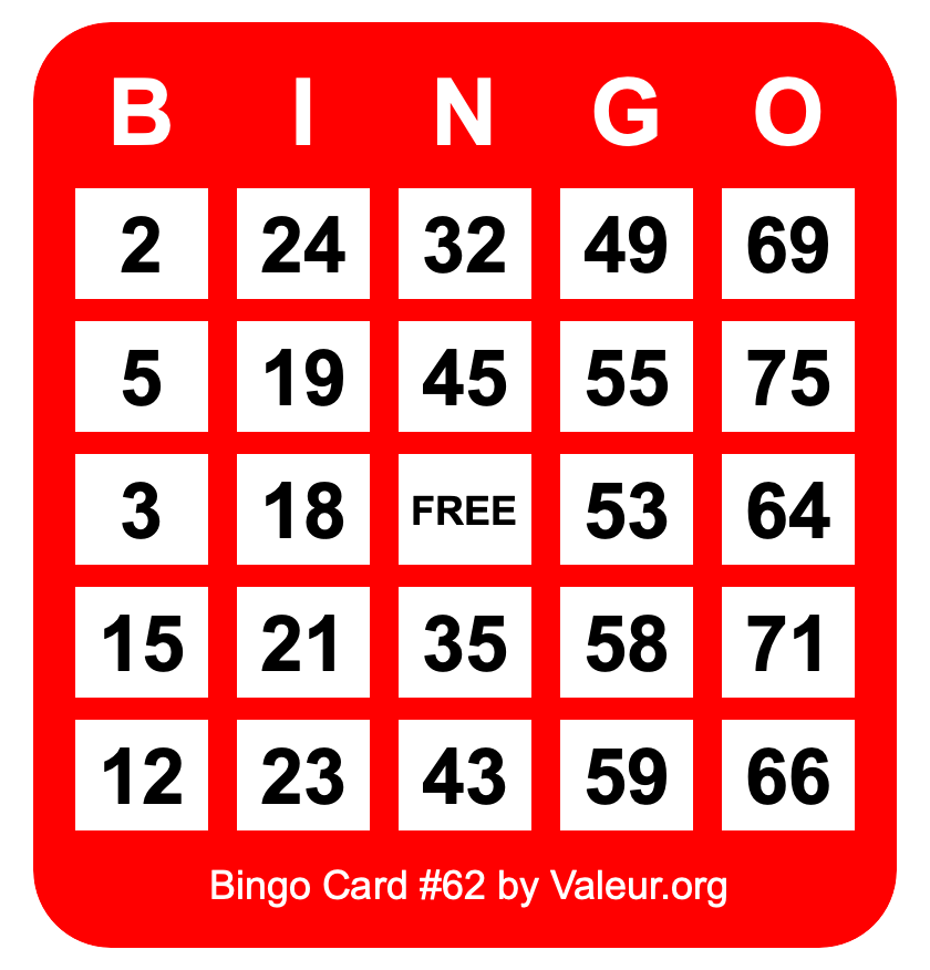 Bingo Card #62