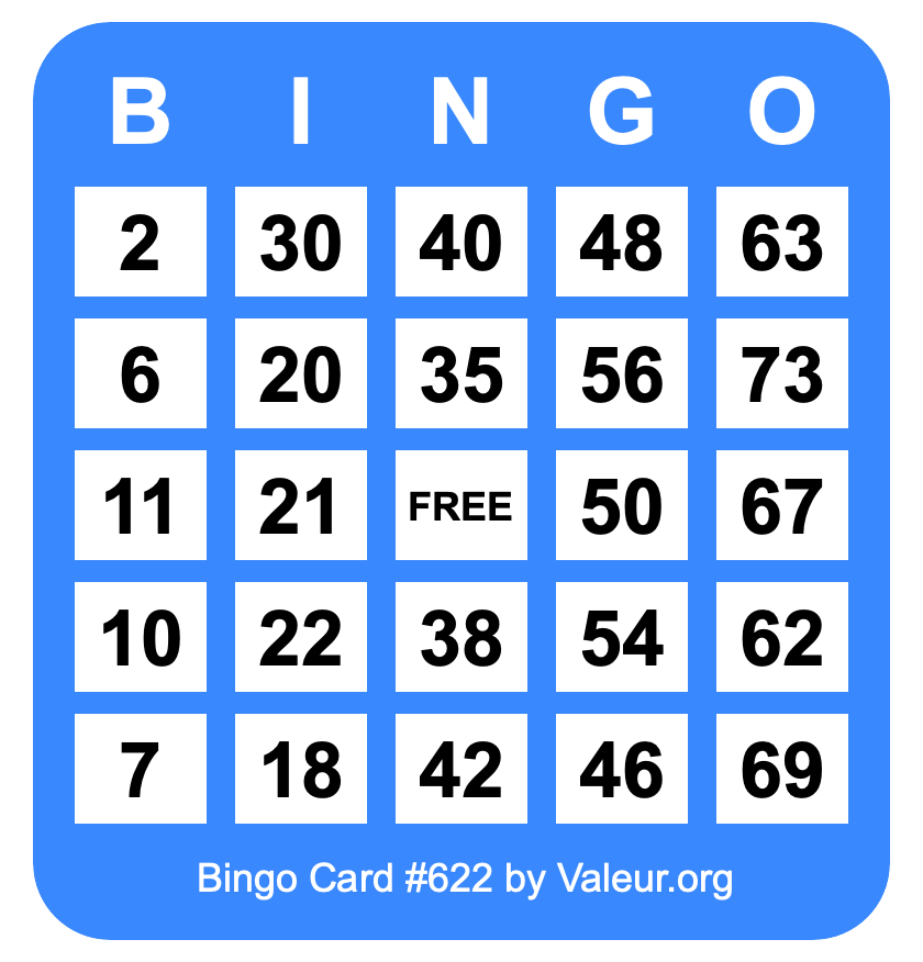 Bingo Card #622