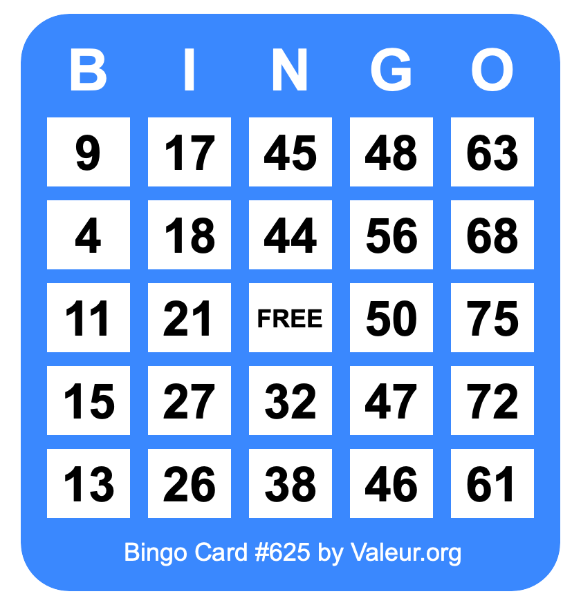 Bingo Card #625