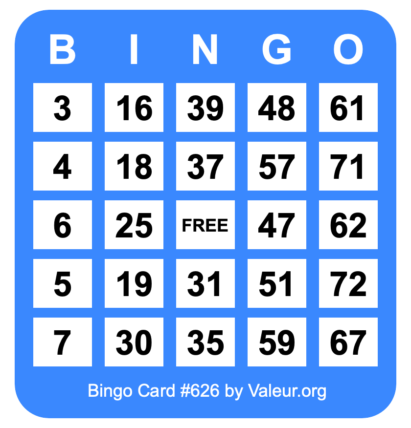Bingo Card #626