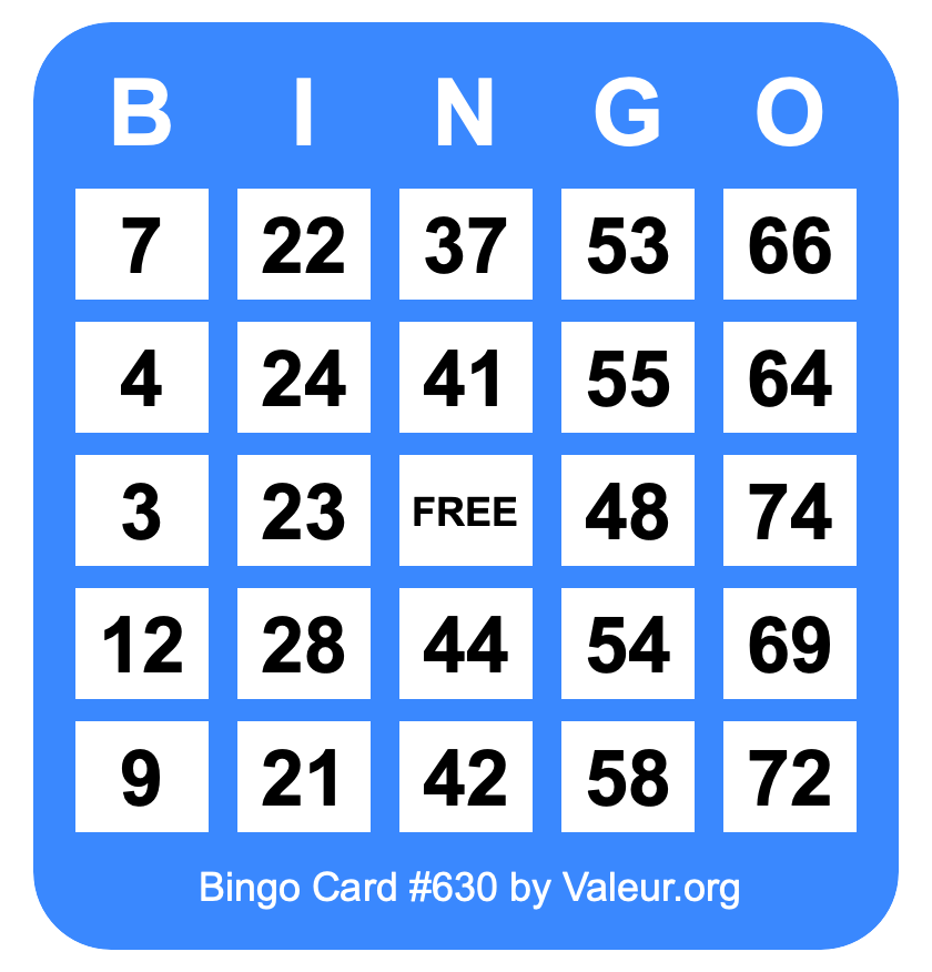 Bingo Card #630