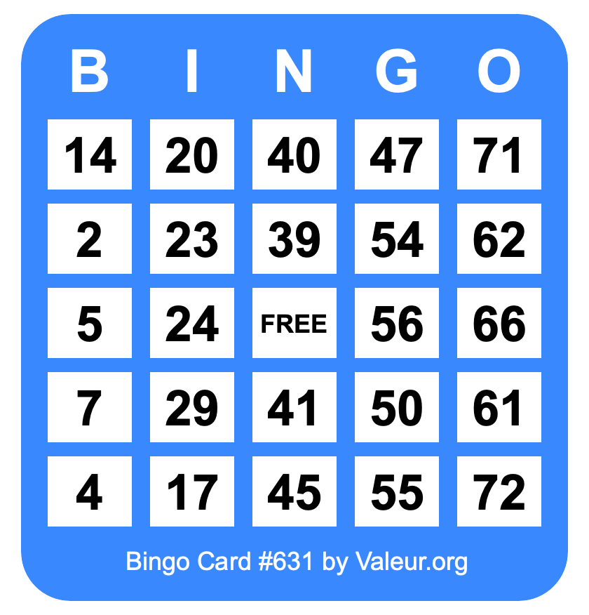 Bingo Card #631