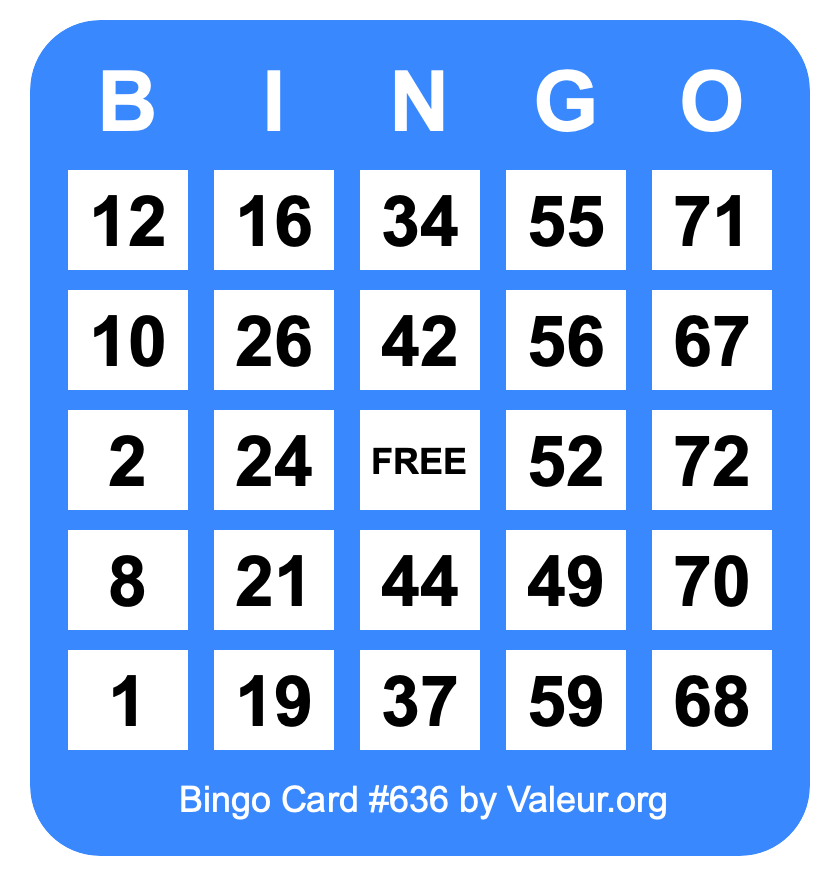 Bingo Card #636 Bingo Card #636