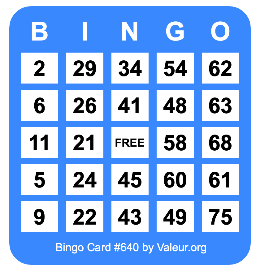 Bingo Card #640