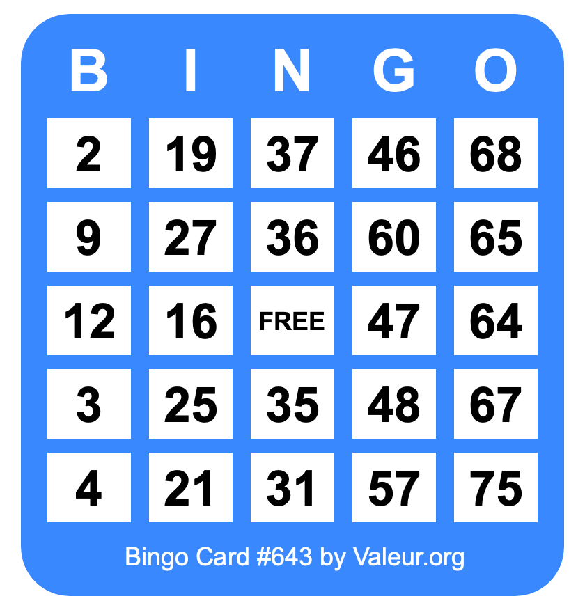 Bingo Card #643