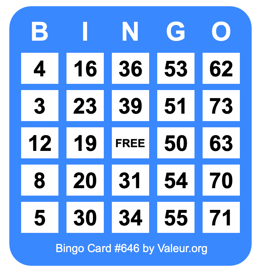 Bingo Card #646