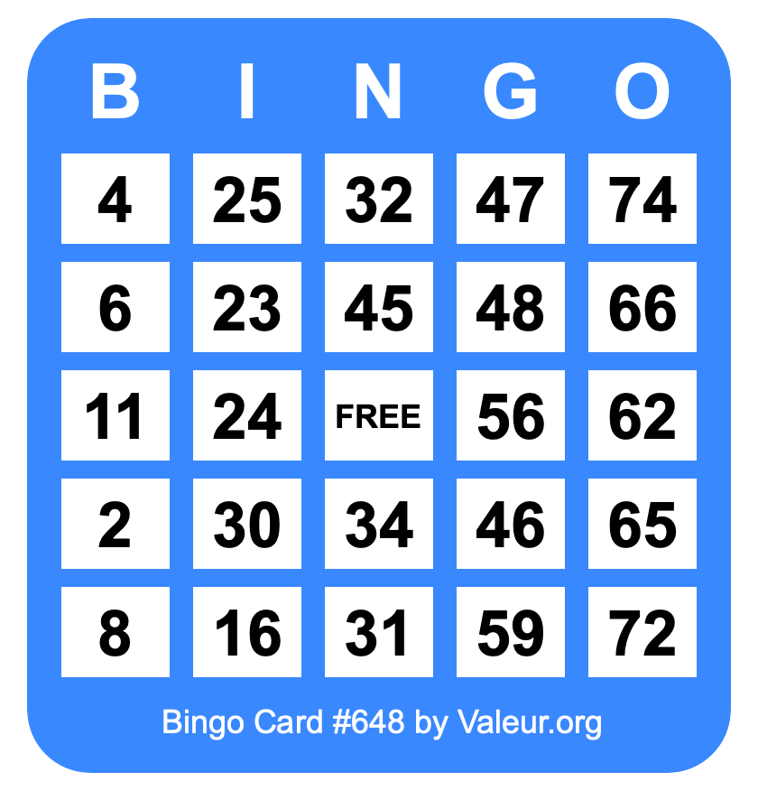 Bingo Card #648