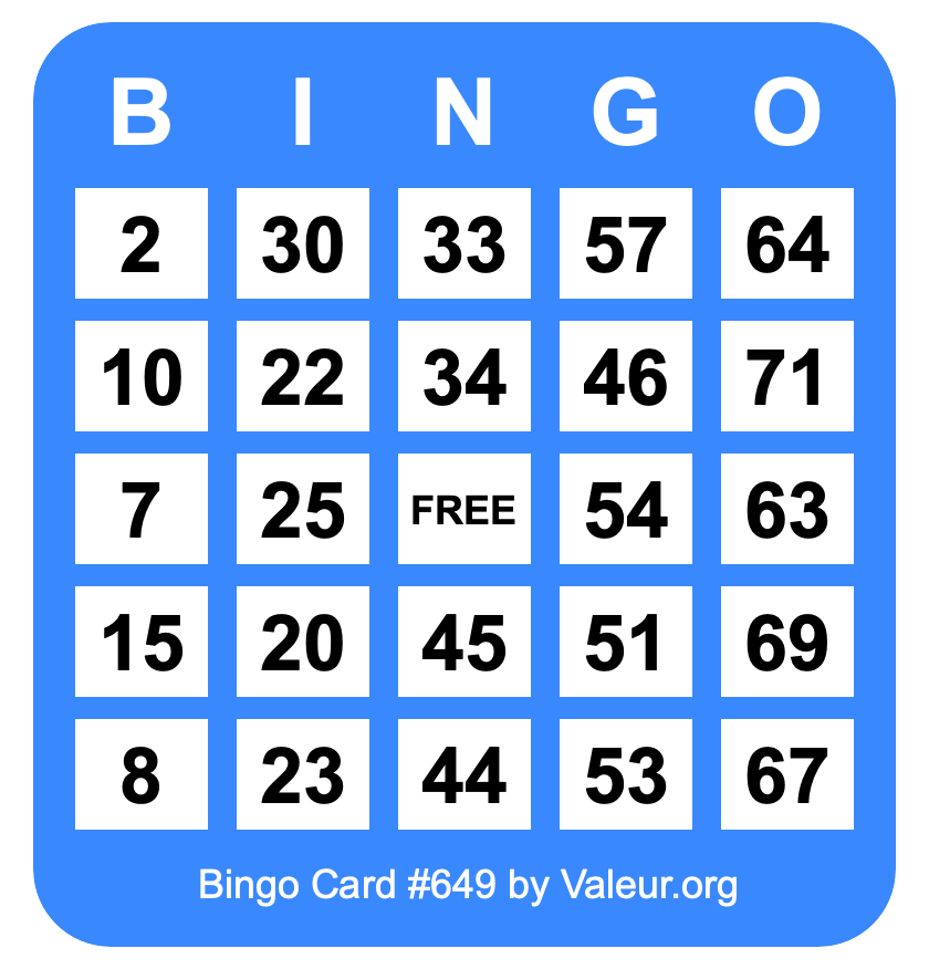 Bingo Card #649