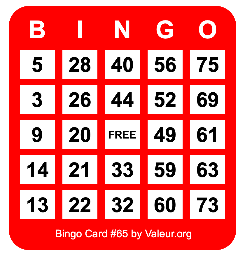 Bingo Card #65