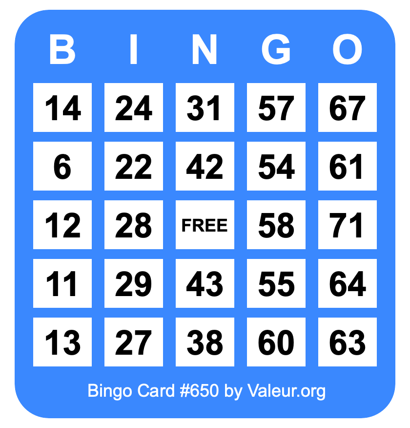 Bingo Card #650