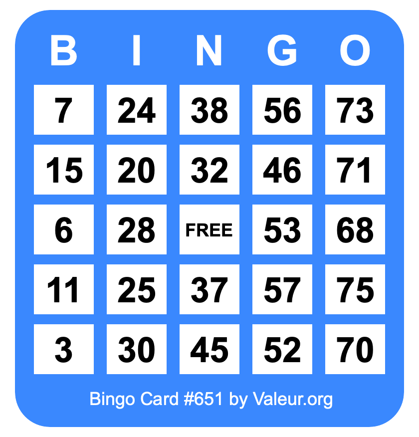 Bingo Card #651