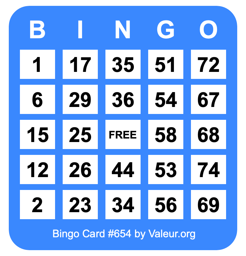 Bingo Card #654