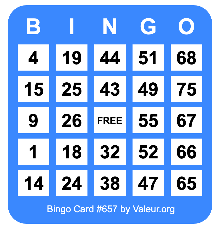 Bingo Card #657