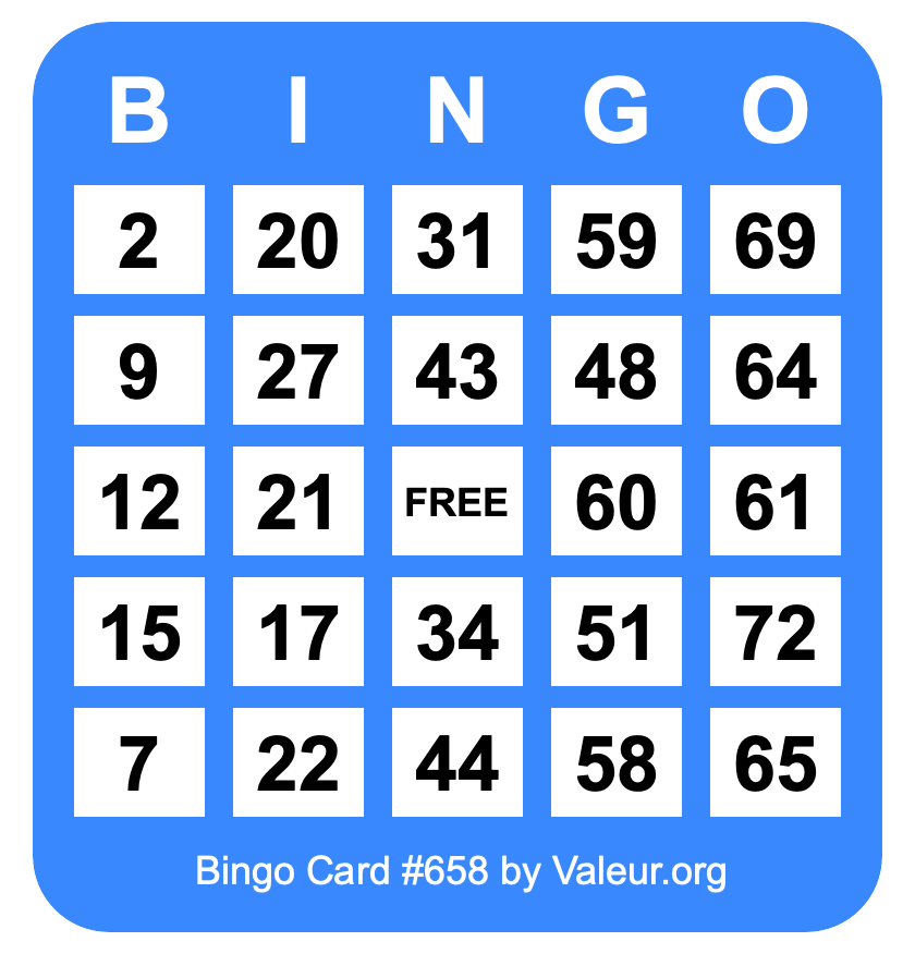 Bingo Card #658