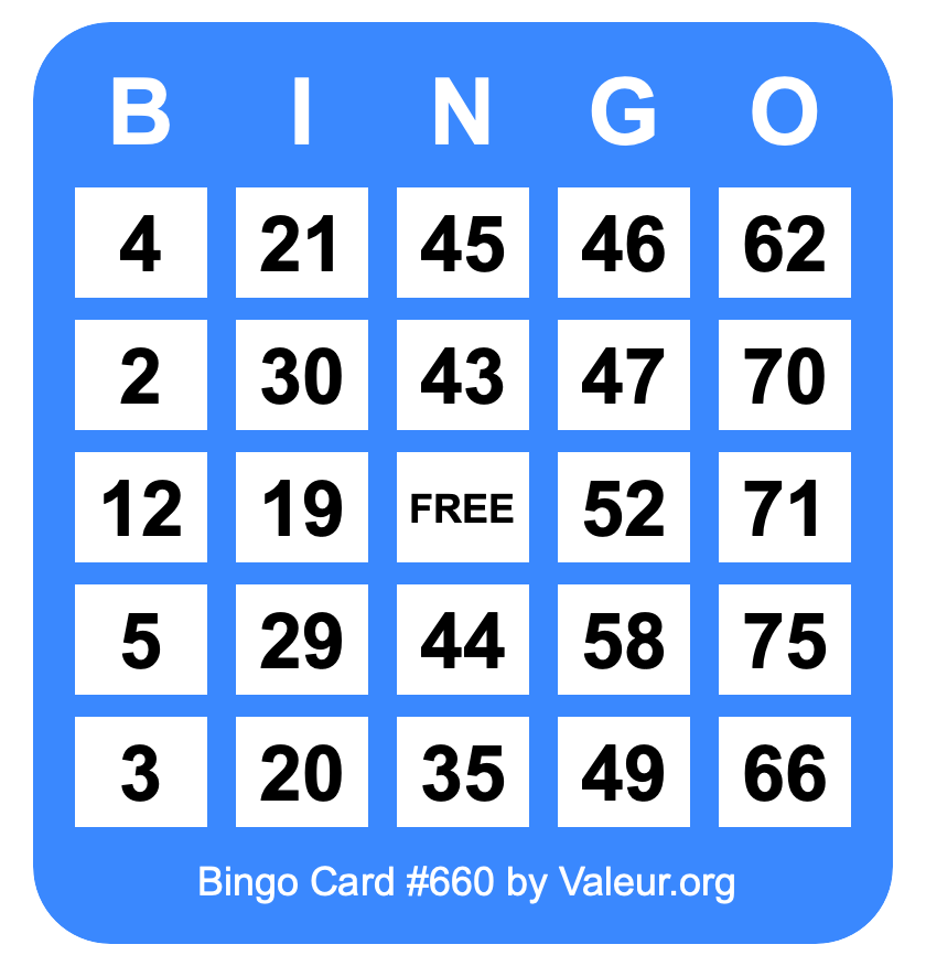 Bingo Card #660