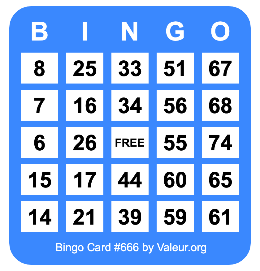 Bingo Card #666