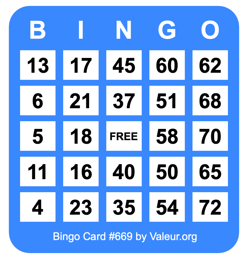 Bingo Card #669